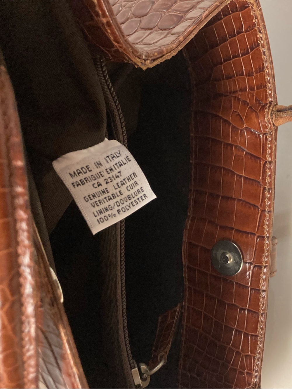 Italian Leather Cognac Croc Purse - Picture 4 of 14